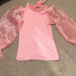 Pink top with sheer sleeves size S